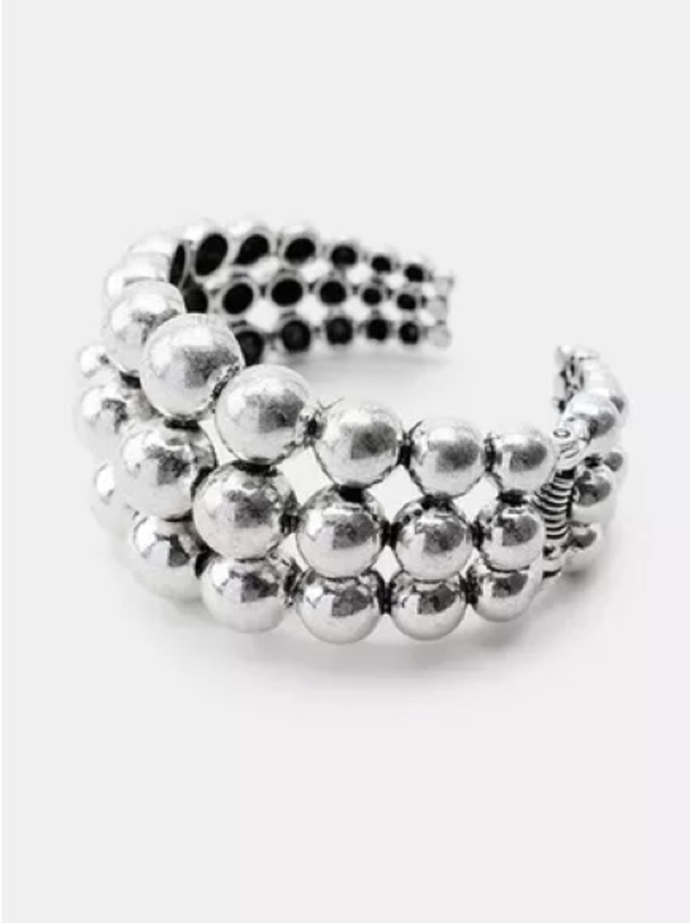 Zara Metalic Bead Bangle Bracelet Metalic Beads Silver 4736/364/808 NWT
